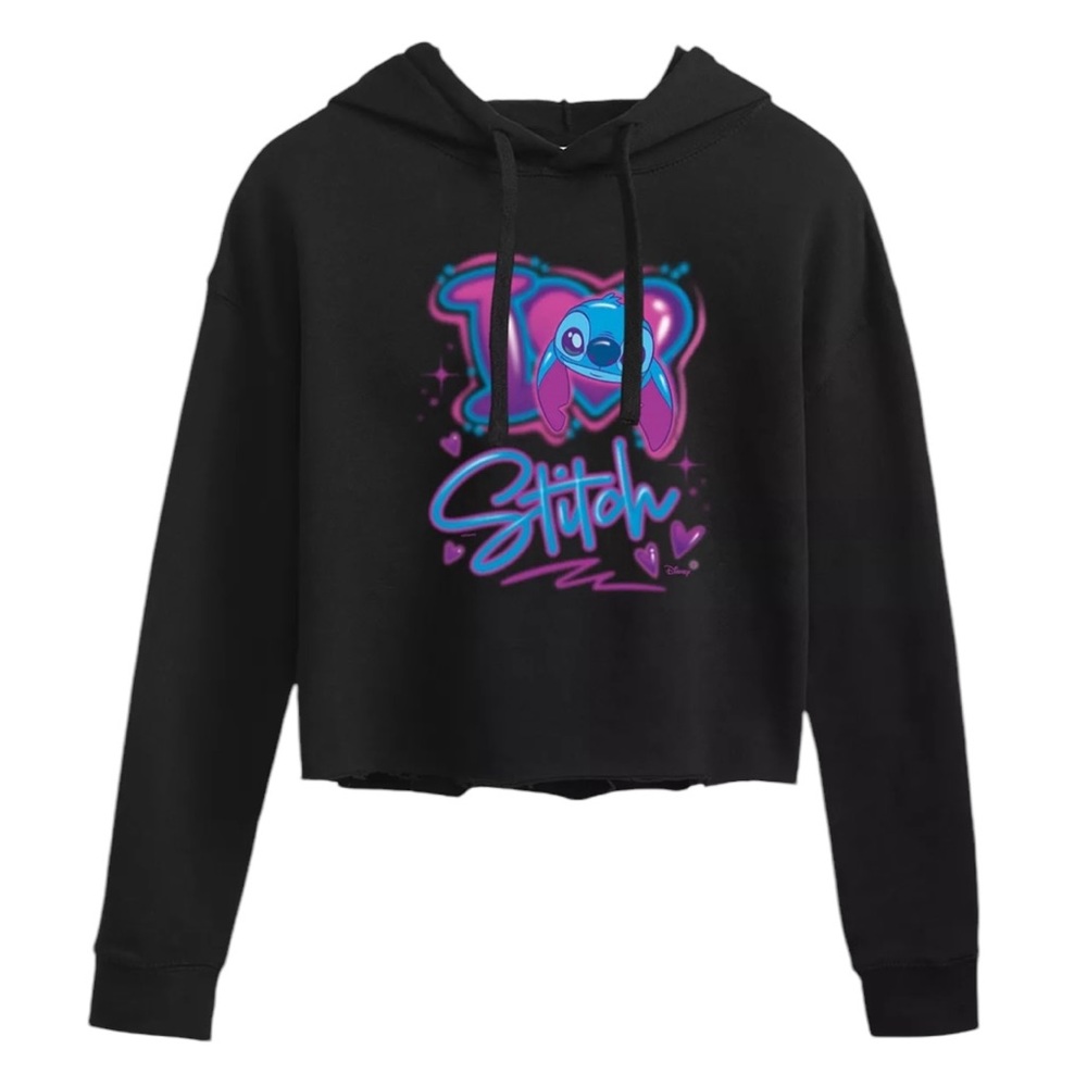 Disney's Lilo & Stitch Juniors' I Love Stitch Cropped Hoodie